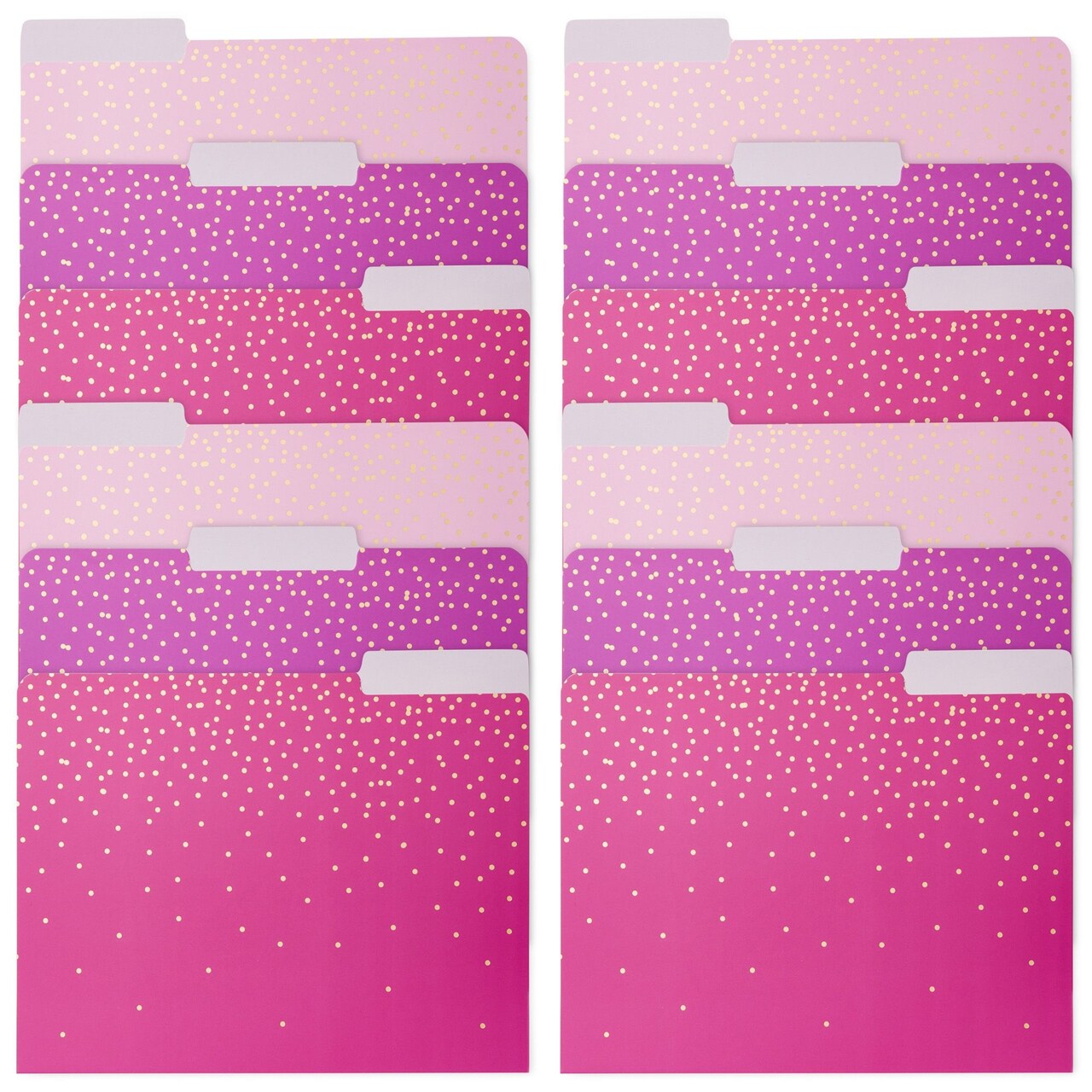 Pink Decorative File Folders, 1/3 Cut Tab, Letter Size, Gold Foil Dots (12 Pack)